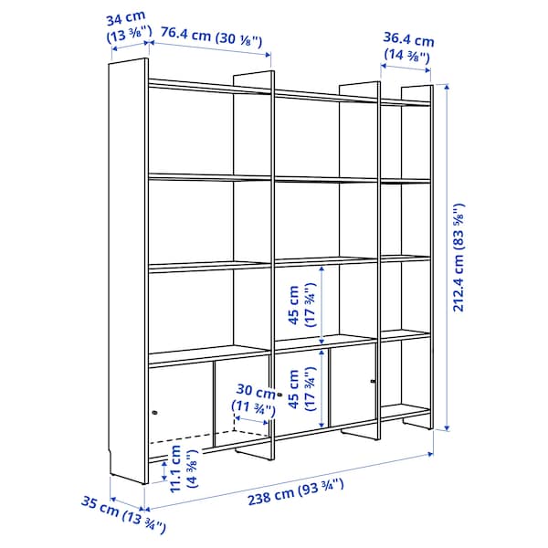 Ikea LÅDMAKARE - Cabinet with sliding doors, with 11 shelves/ oak effect,198x35x212 cm