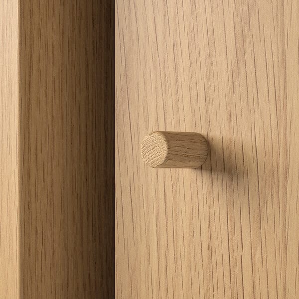 Ikea LÅDMAKARE - Cabinet with sliding doors, with 2 dividers/ oak effect,81x35x212 cm