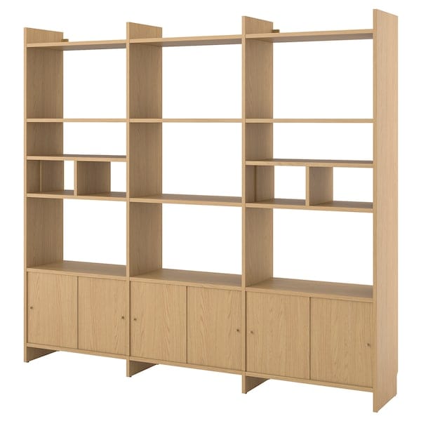 Ikea LÅDMAKARE - Cabinet with sliding doors, with 2 dividers/ oak effect,238x35x212 cm