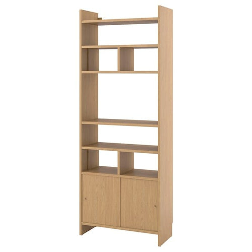 LÅDMAKARE storage combination w sliding doors, with 2 shelf inserts/oak effect, 81x35x212 cm