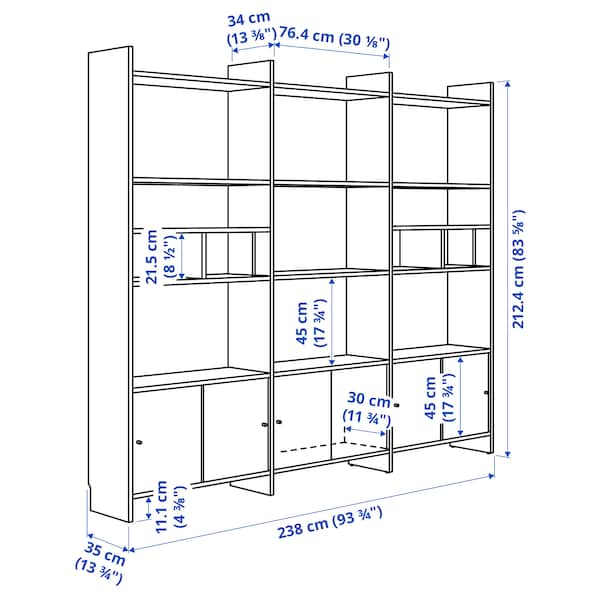Ikea LÅDMAKARE - Cabinet with sliding doors, with 2 dividers/ oak effect,238x35x212 cm
