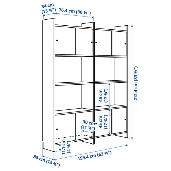 Ikea LÅDMAKARE - Cabinet with sliding doors, with 2 shelves/ oak effect,159x35x212 cm