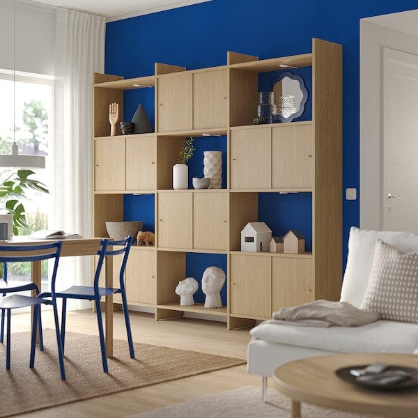 Ikea LÅDMAKARE - Cabinet with sliding doors, with 3 shelves/ oak effect,238x35x212 cm