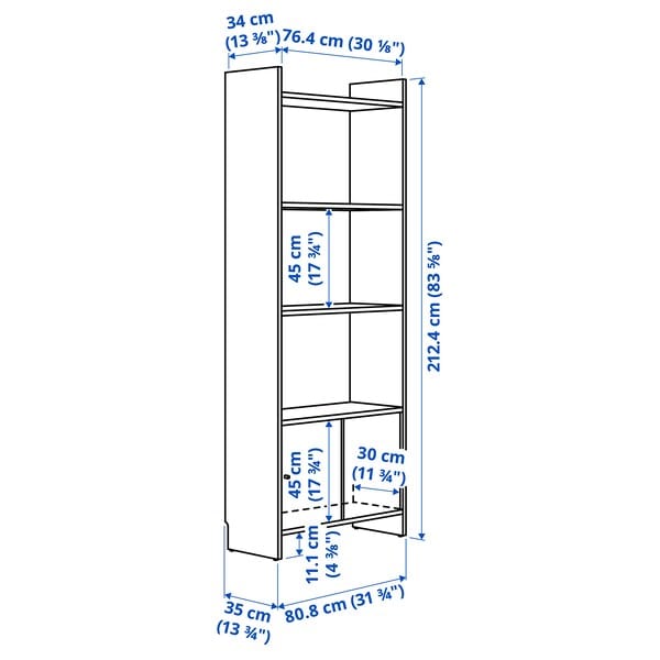 Ikea LÅDMAKARE - Cabinet with sliding doors, with 3 shelves/oak effect,81x35x212 cm