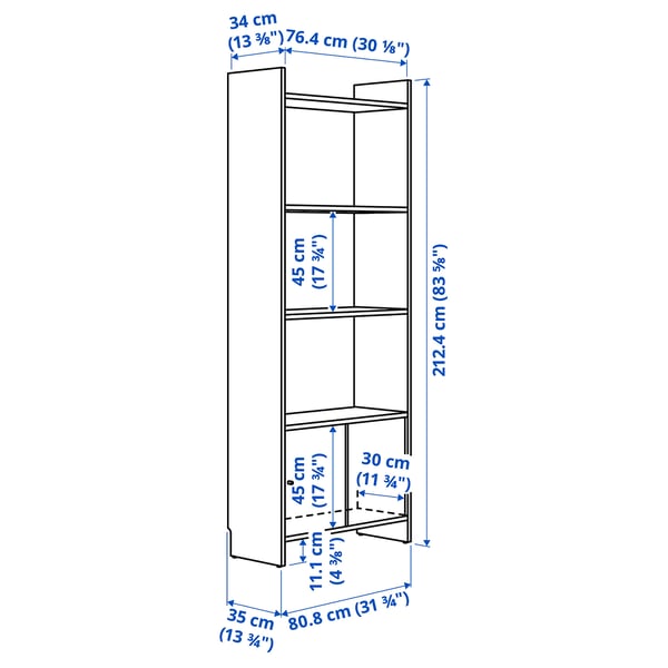 LÅDMAKARE - LÅDMAKARE Storage combination w sliding doors, with 3 shelves/oak effect, 81x35x212 cm