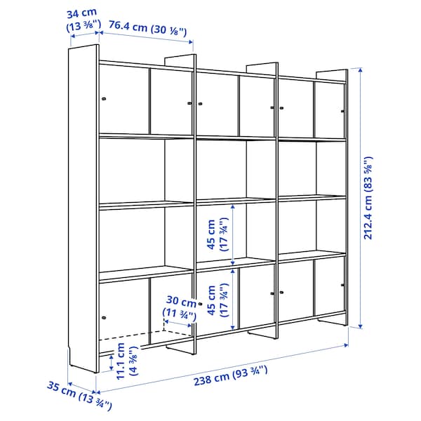 Ikea LÅDMAKARE - Cabinet with sliding doors, with 3 shelves/ oak effect,238x35x212 cm