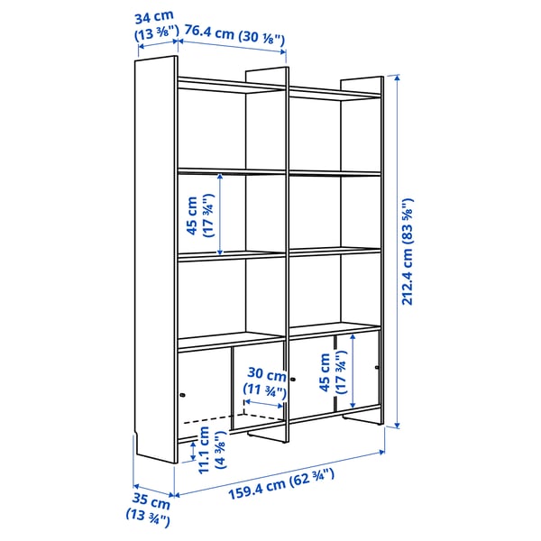 LÅDMAKARE - LÅDMAKARE Storage combination w sliding doors, with 6 shelves/oak effect, 159x35x212 cm