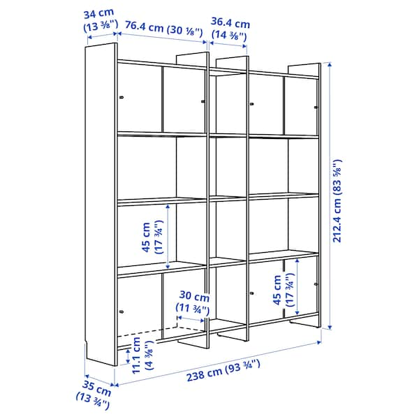 Ikea LÅDMAKARE - Cabinet with sliding doors, with 7 shelves/ oak effect,198x35x212 cm