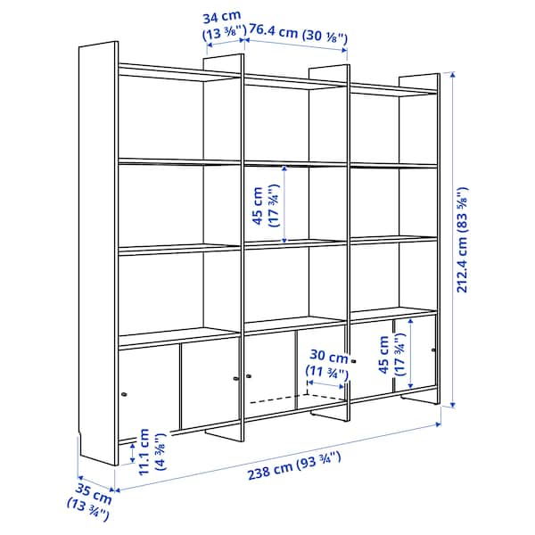 Ikea LÅDMAKARE - Cabinet with sliding doors, with 9 shelves/ oak effect,238x35x212 cm