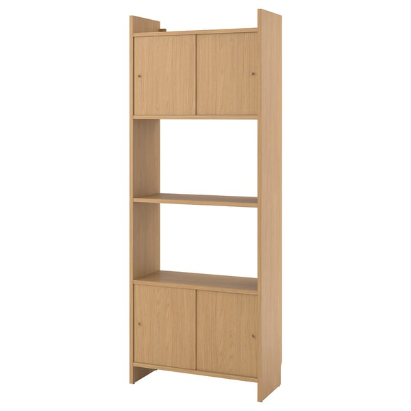 LÅDMAKARE - LÅDMAKARE Storage combination w sliding doors, with shelf/oak effect, 81x35x212 cm