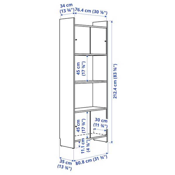 Ikea LÅDMAKARE - Cabinet with sliding doors, with shelf/ oak effect,81x35x212 cm