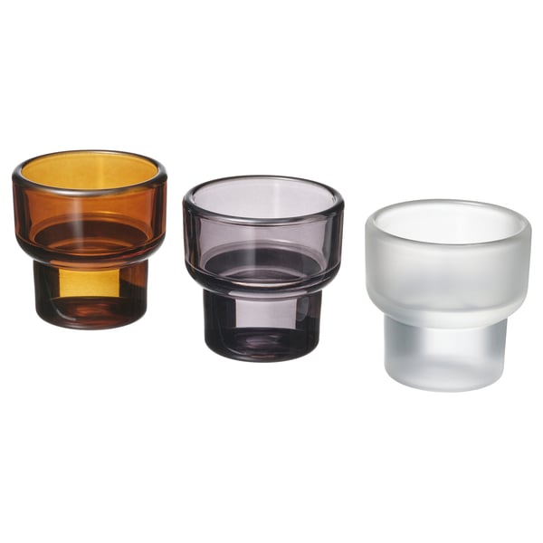 LADUSVALA tealight holder, mixed colours, 5.5 cm, 3 pack