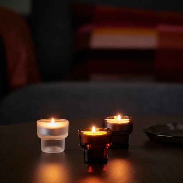 LADUSVALA tealight holder, mixed colours, 5.5 cm, 3 pack