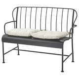 LÄCKÖ 2-seat sofa, outdoor, grey/Kuddarna light grey-beige, 115x87x56 cm