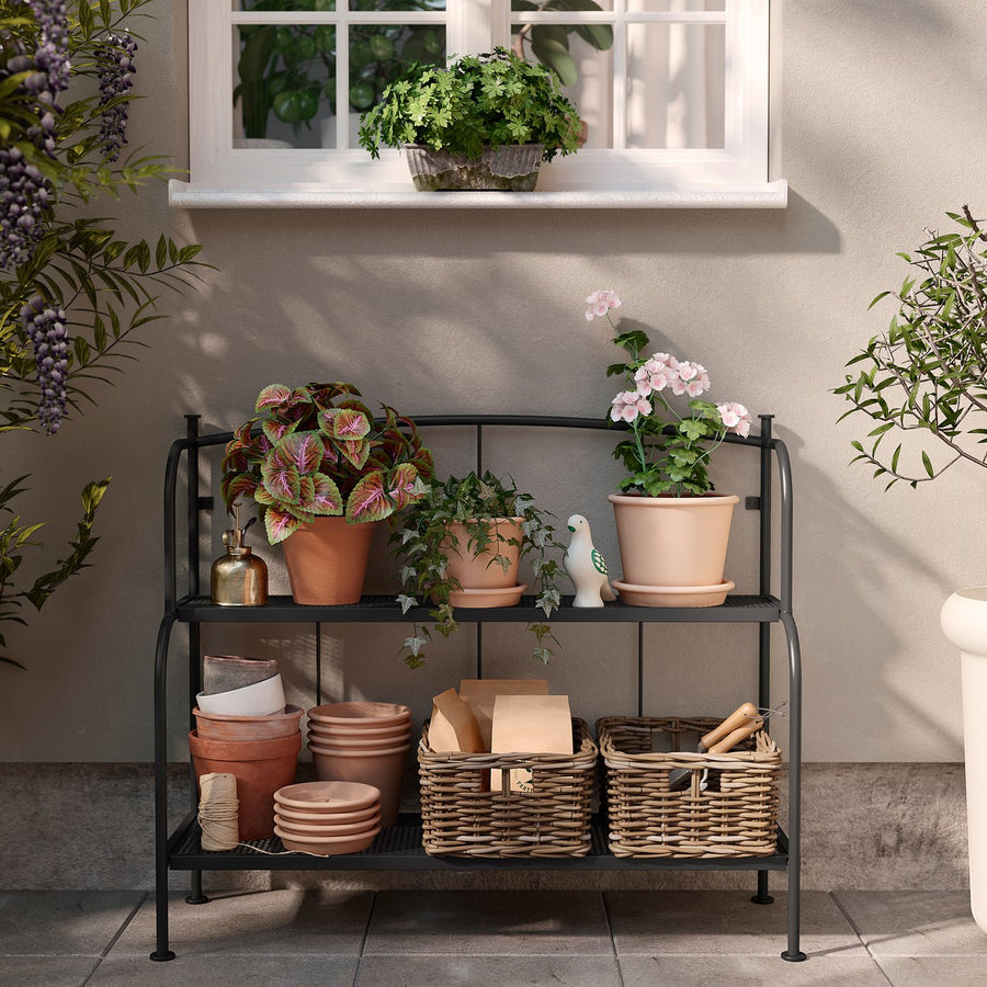 LÄCKÖ shelving unit, grey outdoor/indoor, 92x76x32 cm