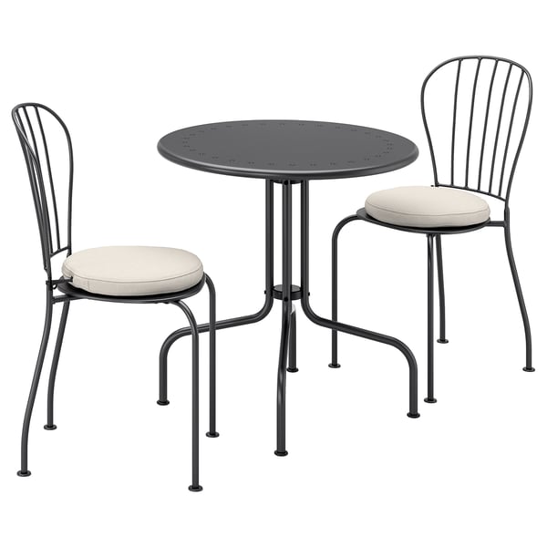 LÄCKÖ table+2 chairs, outdoor, grey/Frösön/Duvholmen beige