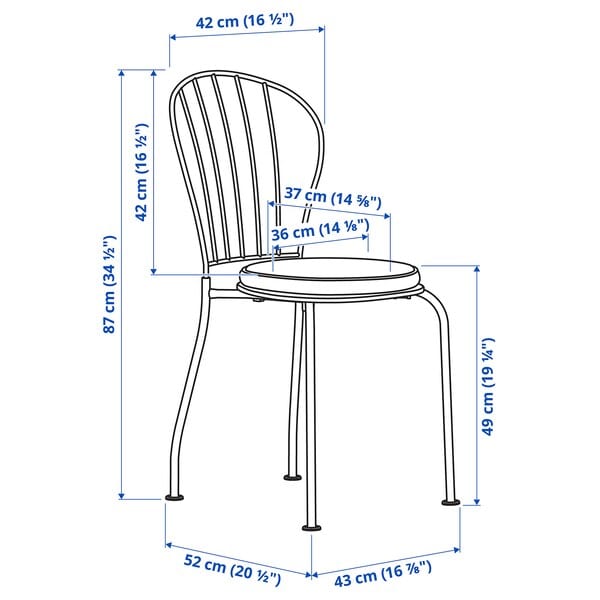 Ikea LÄCKÖ Table+2 garden chairs - grey/Frösön/Duvholmen dark grey ,