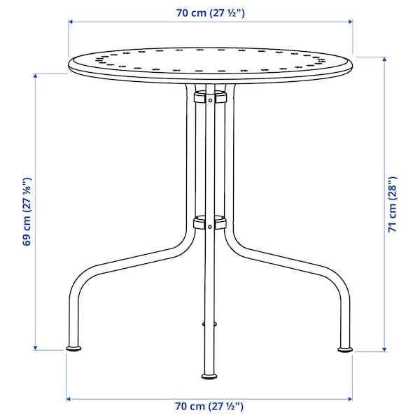 Ikea LÄCKÖ - Tavolo+2 sedie da giardino, grigio/Klösan blu scuro,70 cm