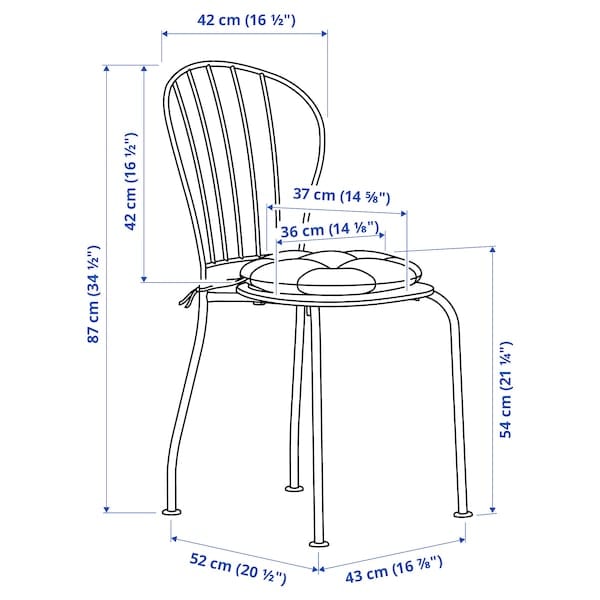 Ikea LÄCKÖ - Tavolo+2 sedie da giardino, grigio/Klösan blu scuro,70 cm