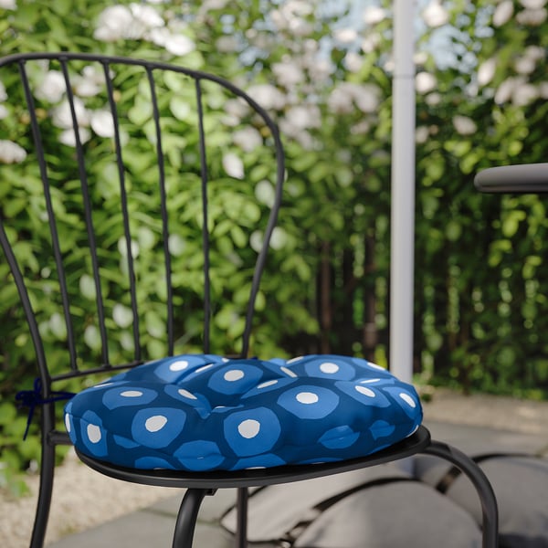 LÄCKÖ - Table + 2 garden chairs, grey/Klösan dark blue, 70 cm