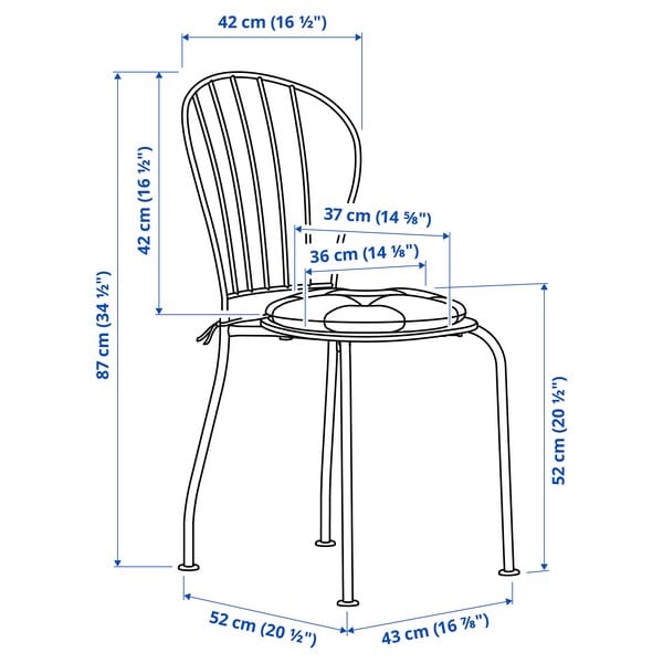 Ikea LÄCKÖ - Table+2 garden chairs, gray/Kuddarna gray-light beige,70 cm