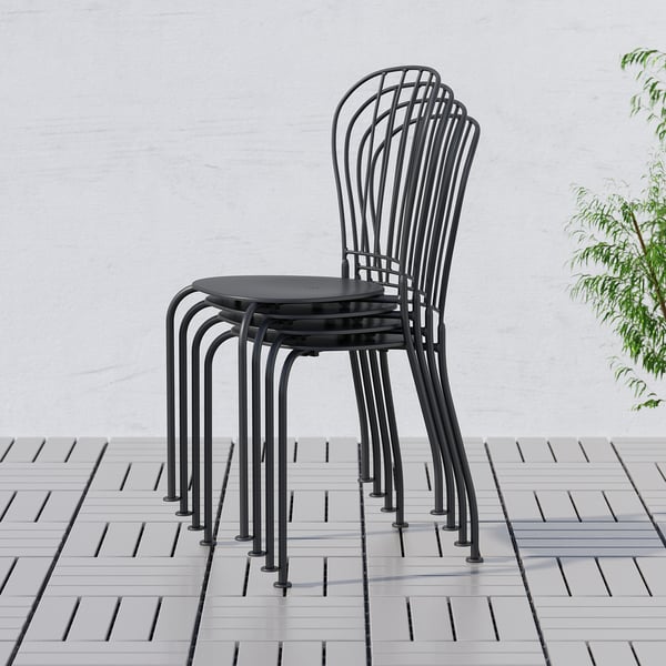 LÄCKÖ table+2 chairs, outdoor, grey, 70 cm