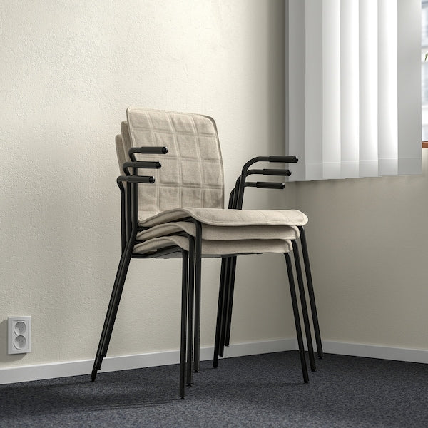 LÄKTARE - Meeting chair, light beige/black ,