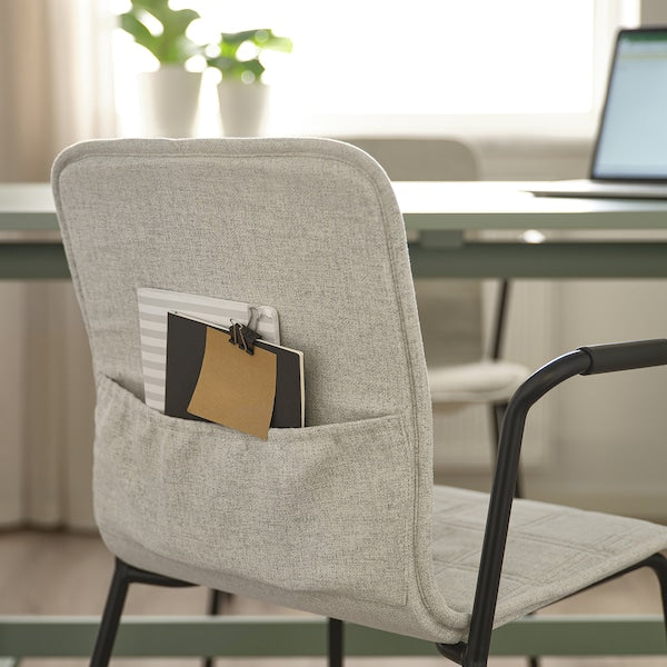 LÄKTARE - Meeting chair, light beige/black ,