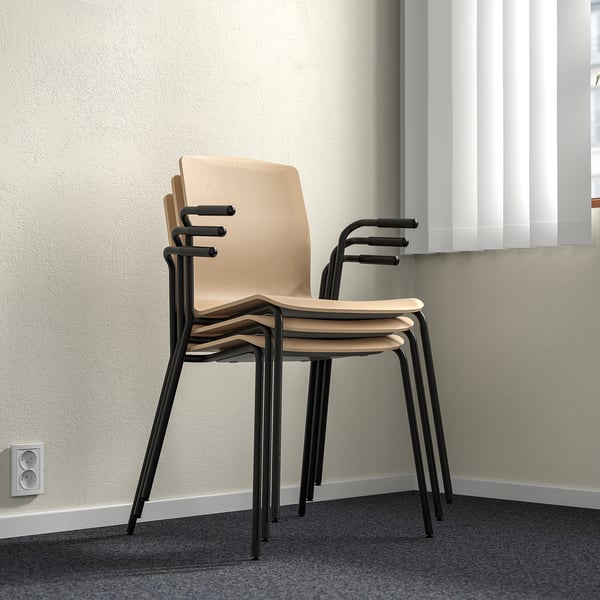 LÄKTARE conference chair, birch veneer/black, 55x83x50 cm