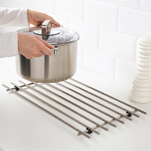 LÄMPLIG trivet, stainless steel, 50x28 cm