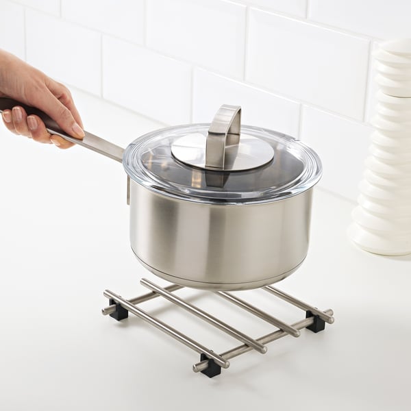 LÄMPLIG pot stand, stainless steel, 18x18 cm