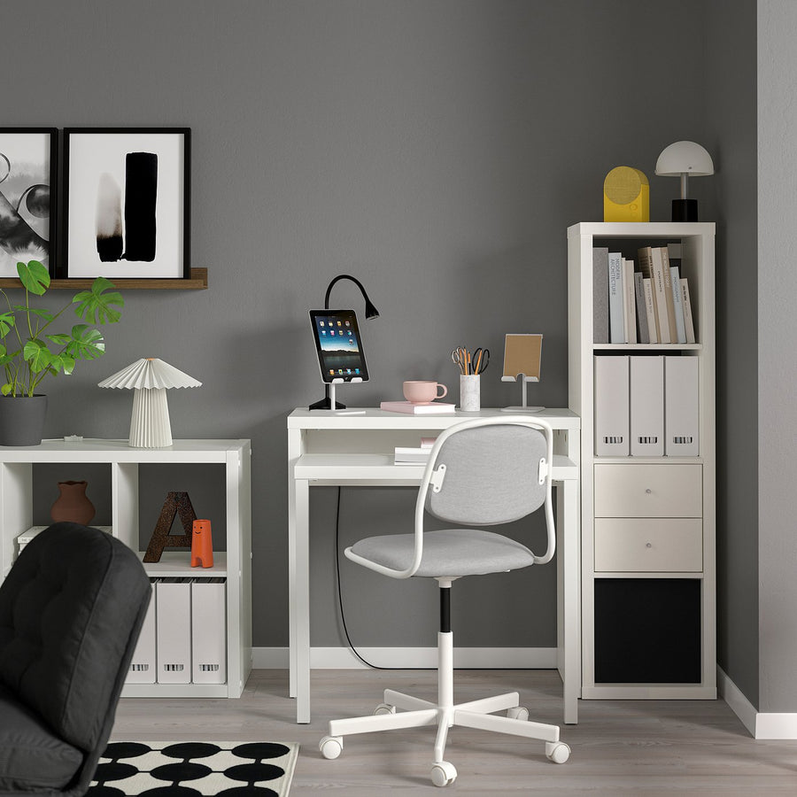 LÄNGDHOPP / ÖRFJÄLL desk and chair, white/light grey