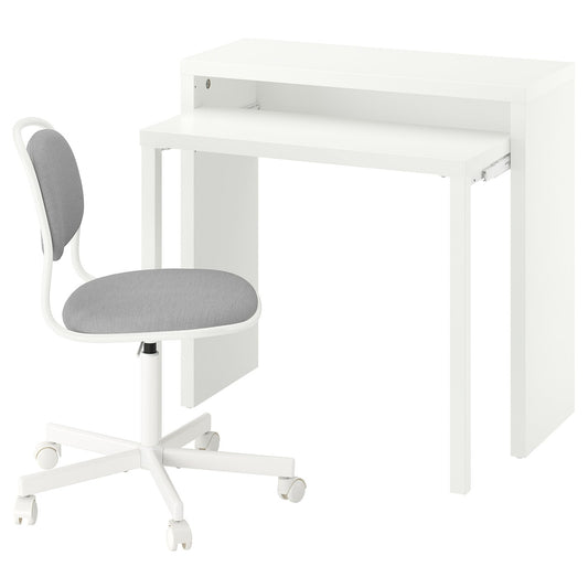 LÄNGDHOPP / ÖRFJÄLL desk and chair, white/light grey