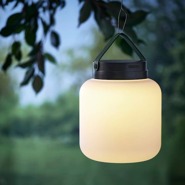 Ikea LÄNSPORT - LED portable lamp, battery operated, white/dark grey, 22 cm
