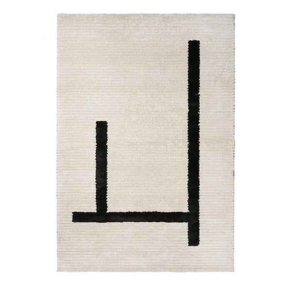 LÄNSVÄG - Carpet, short pile, off-white/black,133x195 cm