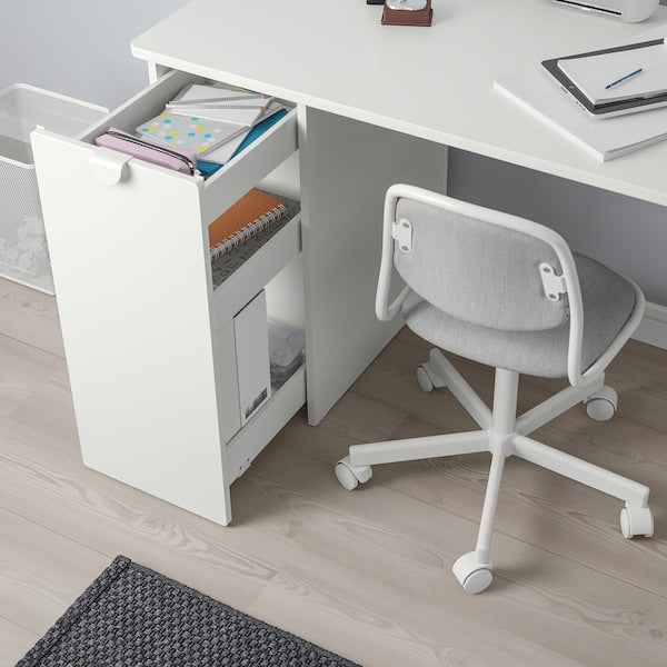 LÄRANDE - Desk with pull-out storage unit, white, 120x58 cm