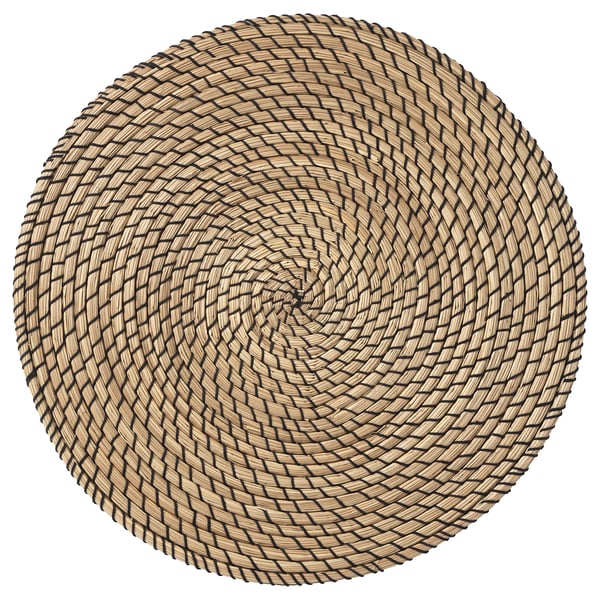 LÄTTAD place mat, seagrass/black, 37 cm