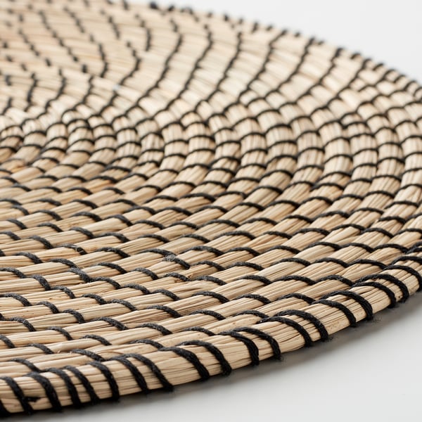 LÄTTAD place mat, seagrass/black, 37 cm