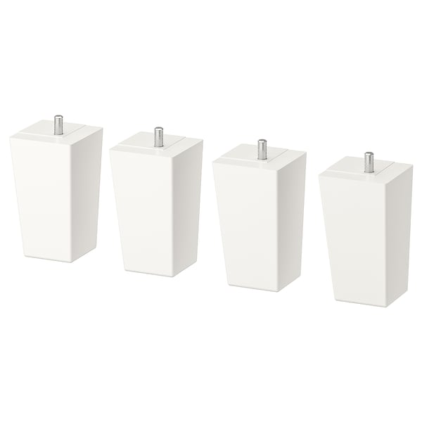 LÄTTHET leg, white/wood, 11 cm, 4 pack