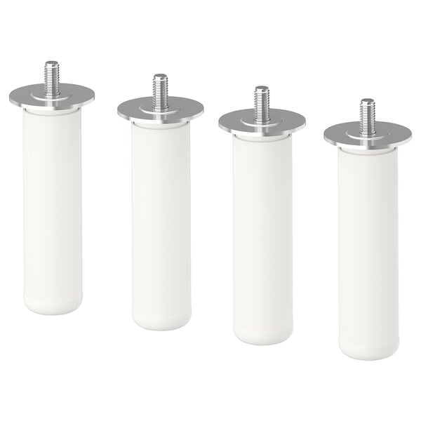 LÄTTHET leg, white/metal, 11 cm, 4 pack