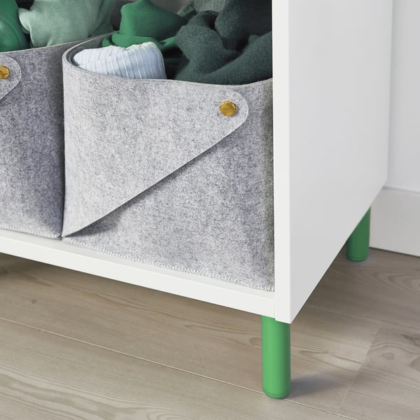 LÄTTHET leg, green/metal, 11 cm, 4 pack