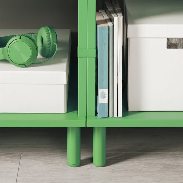 LÄTTHET leg, green/metal, 11 cm, 4 pack
