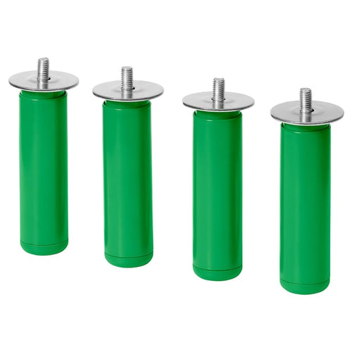 LÄTTHET leg, green/metal, 3 cm, 4 pack
