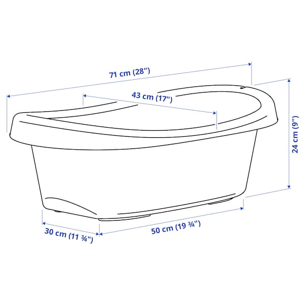 LÄTTSAM baby bath, white/turquoise, 71x43 cm