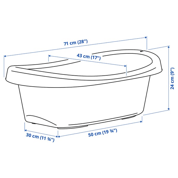LÄTTSAM baby bath, white/turquoise, 71x43 cm