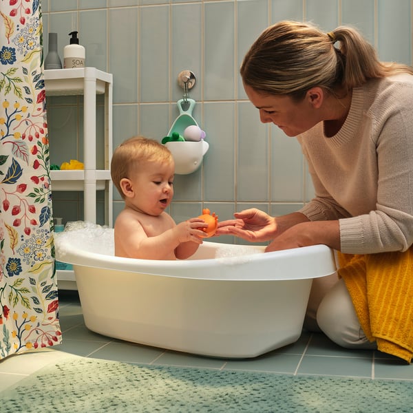 LÄTTSAM - LÄTTSAM Baby bath, white/turquoise