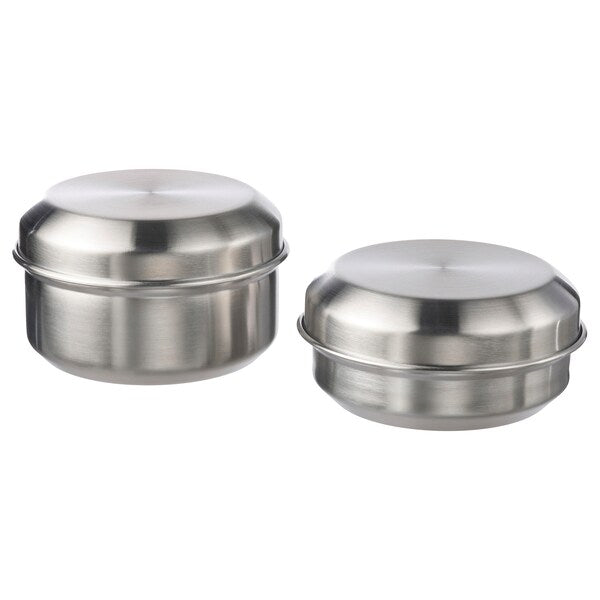 LÄTTUGGAD - Snack container, set of 2, stainless steel