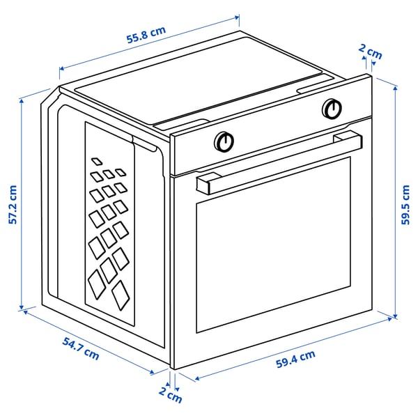 LAGAN oven, stainless steel, 59.4x59.5x56.7 cm