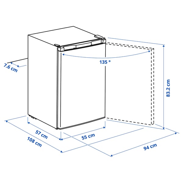 LAGAN fridge with freezer compartment, freestanding/white, 97/16 l