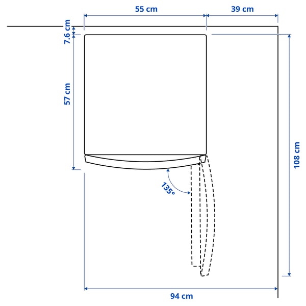 LAGAN fridge with freezer compartment, freestanding/white, 97/16 l
